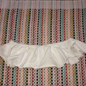 LSpace Off the Shoulder White Ruffle Bikini Top